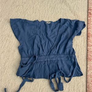 Brandy Melville Blue Wrap Blouse